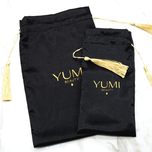 Bolso grande de satén negro